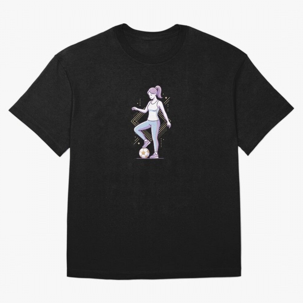 Female Soccer Player Athlete Line Art Oversized T-Shirt Follow Every Goal of FIFA World Cup 2026 Highlighting Cristiano Ronaldo, Haaland and CR7, Argentina Energy, Worldwide Fan Energy, Dramatic Goals, Stadium Lights and Championship Celebrations;