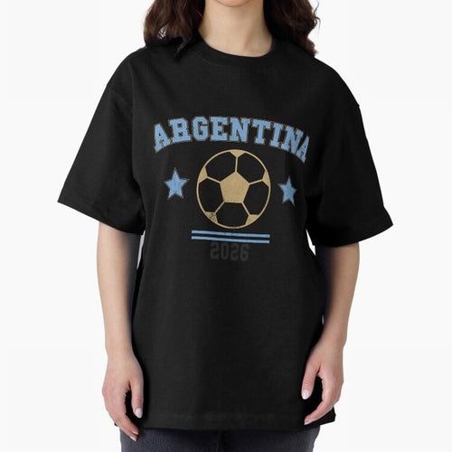 Argentina 2026 ¡ª Vintage Soccer Tee Oversized T-Shirt Carry the Colors and Pride of the FIFA World Cup 2026 USA Canada Mexico Journey through Cristiano Ronaldo Highlights, Argentina, France and Brazil Pride, Worldwide Fan Energy, Dramatic Goals,