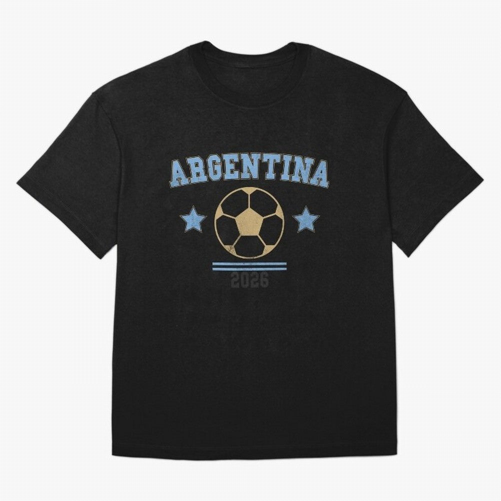 Argentina 2026 ¡ª Vintage Soccer Tee Oversized T-Shirt Carry the Colors and Pride of the FIFA World Cup 2026 USA Canada Mexico Journey through Cristiano Ronaldo Highlights, Argentina, France and Brazil Pride, Worldwide Fan Energy, Dramatic Goals,