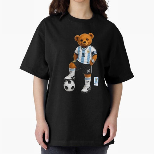 Argentina Soccer Bear World Cup Teddy Bear Oversized T-Shirt Cheer for FIFA World Cup 2026 Group Stage Celebrating Cristiano Ronaldo, Haaland and CR7, Argentina Energy, Match Day Excitement, Supporter Culture, Golden Goals and Global Football
