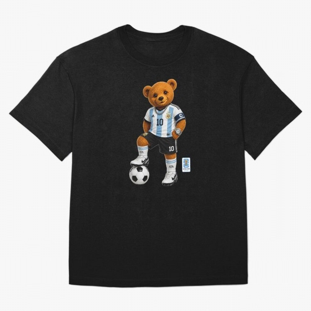 Argentina Soccer Bear World Cup Teddy Bear Oversized T-Shirt Cheer for FIFA World Cup 2026 Group Stage Celebrating Cristiano Ronaldo, Haaland and CR7, Argentina Energy, Match Day Excitement, Supporter Culture, Golden Goals and Global Football