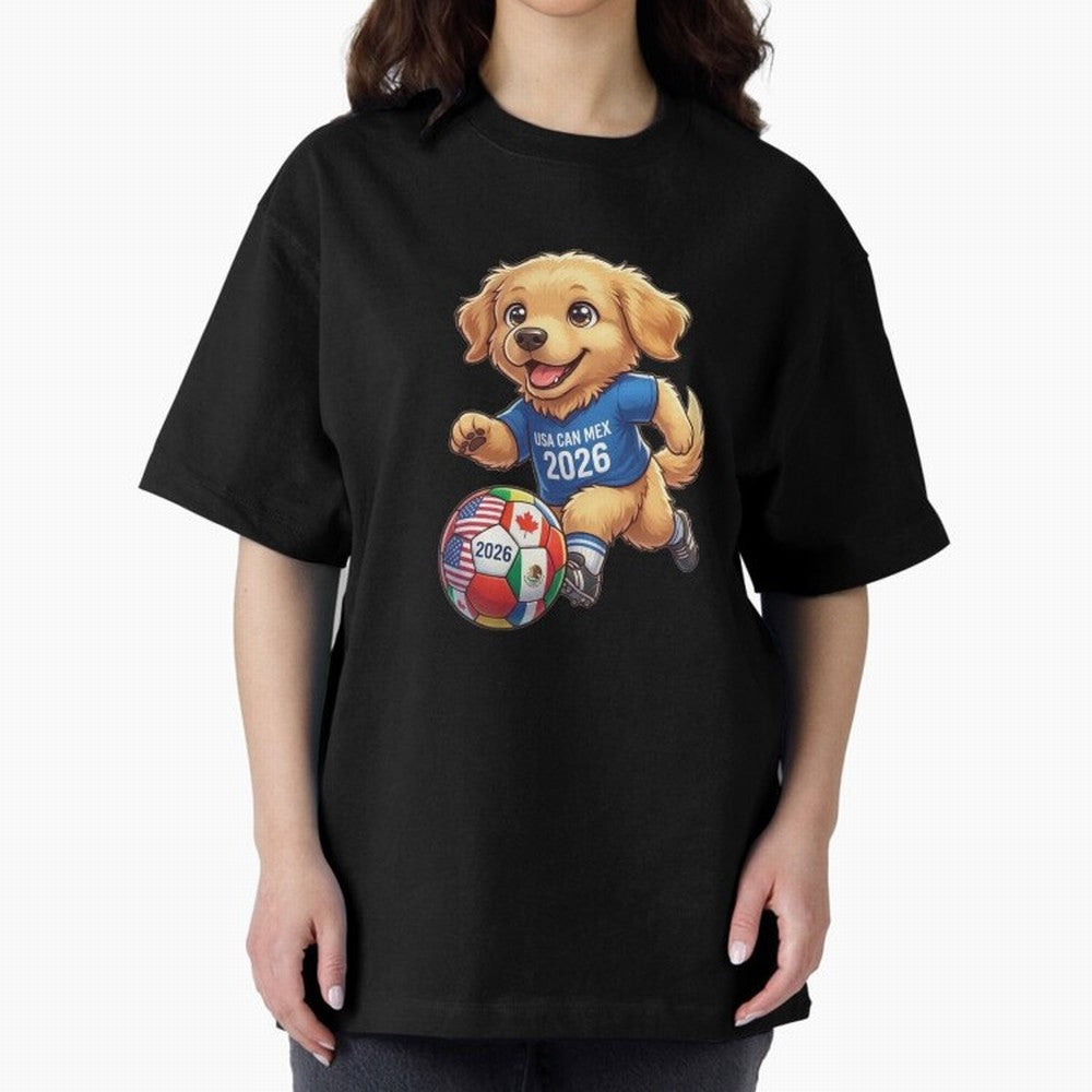 Golden Retriever Soccer Champ - World Cup 2026 Spirit Oversized T-Shirt Discover FIFA World Cup 2026 USA Canada Mexico with Cristiano Ronaldo, Portugal Energy, Game Day Rituals, Football Legends, Country Pride and the Road to the Final; Built for