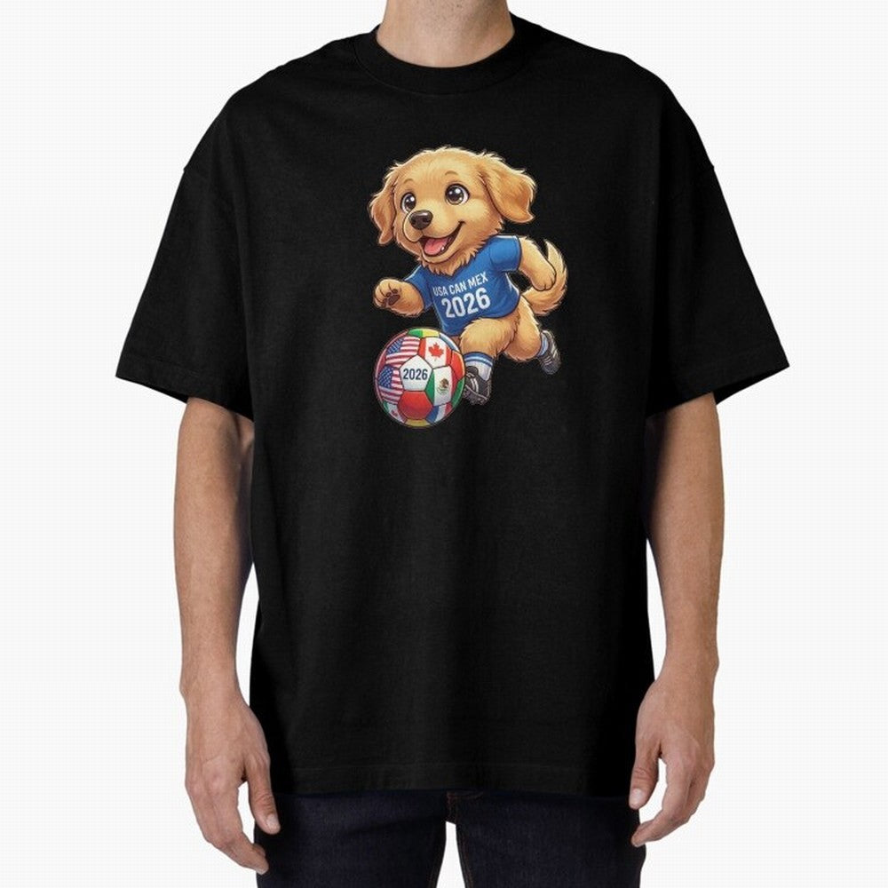 Golden Retriever Soccer Champ - World Cup 2026 Spirit Oversized T-Shirt Discover FIFA World Cup 2026 USA Canada Mexico with Cristiano Ronaldo, Portugal Energy, Game Day Rituals, Football Legends, Country Pride and the Road to the Final; Built for