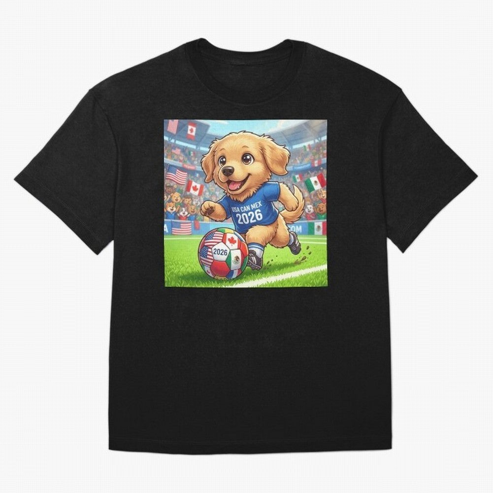 Golden Retriever Soccer Champ - World Cup 2026 Spirit Oversized T-Shirt Stand Proud for the FIFA World Cup 2026 USA Canada Mexico Journey through Neymar, Haaland and Cristiano Ronaldo Highlights, France and Portugal Pride, Football History, Final
