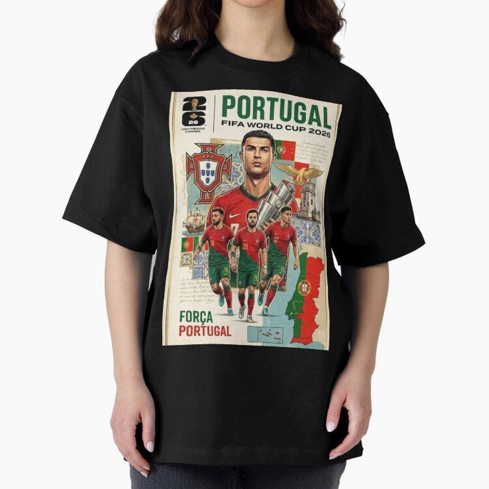 Portugal 2026 ¨C In Search of Glory Oversized T-Shirt Show Fan Pride Across Match Day Hype around FIFA World Cup 2026 USA Canada Mexico, CR7 and Messi, Brazil, Portugal and Argentina, Football Passion, Legendary Performances, Festival Vibes and