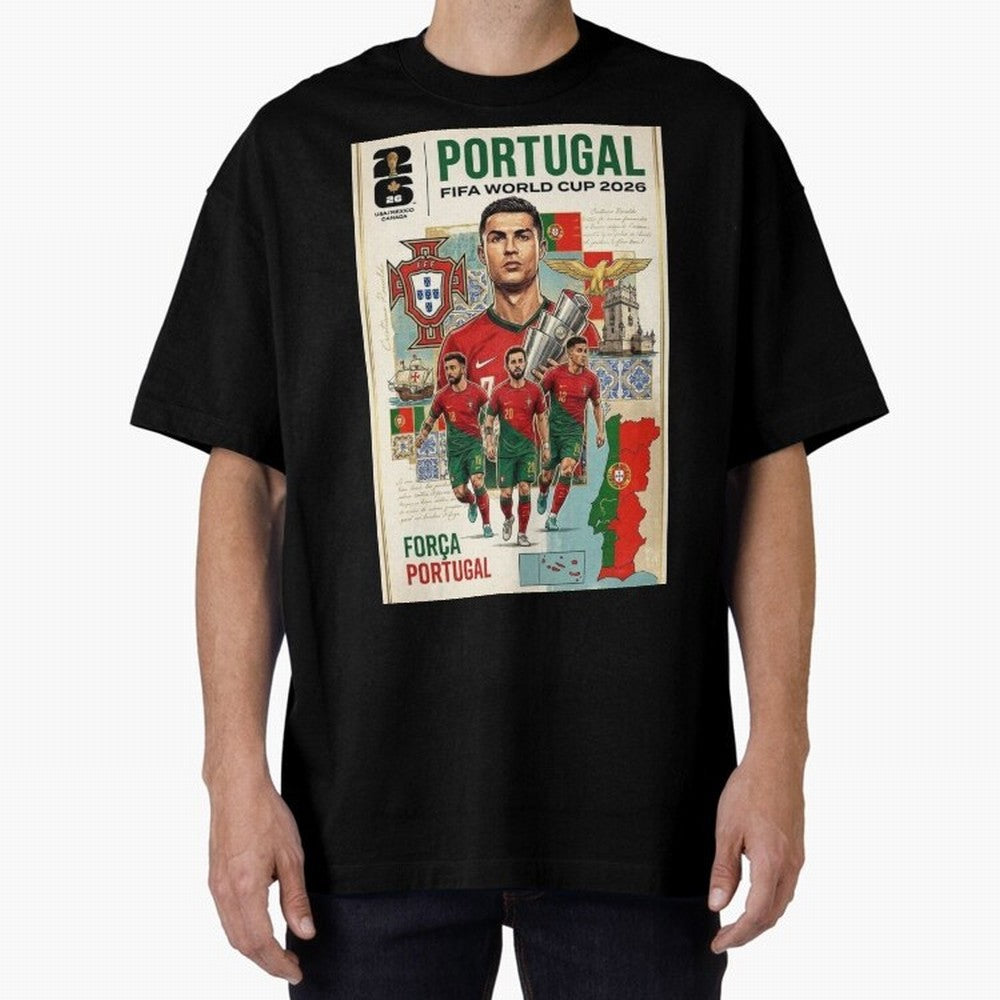 Portugal 2026 ¨C In Search of Glory Oversized T-Shirt Show Fan Pride Across Match Day Hype around FIFA World Cup 2026 USA Canada Mexico, CR7 and Messi, Brazil, Portugal and Argentina, Football Passion, Legendary Performances, Festival Vibes and