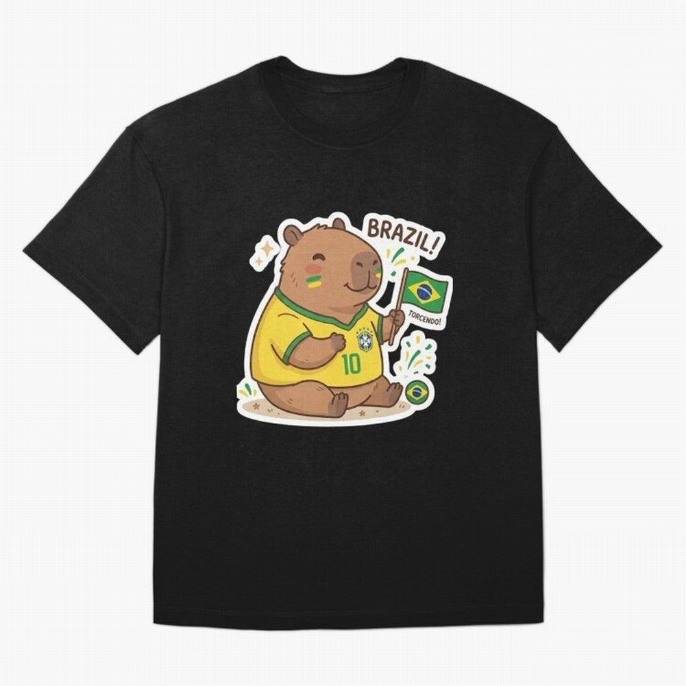 Capivara Torcedora Oversized T-Shirt Celebrate Global Passion for the FIFA World Cup 2026 USA Canada Mexico Journey through Neymar Highlights, Spain and Netherlands Pride, Football Festival Excitement, Trophy Ambitions, Country Rivalries and Star