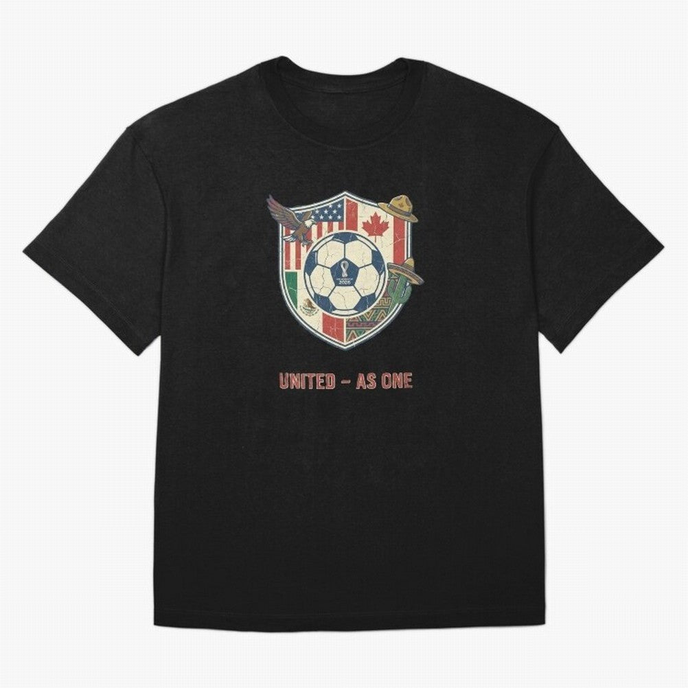North America United Soccer 2026 Vintage Crest Oversized T-Shirt Build FIFA World Cup 2026 Group Stage for Fans of Messi, Neymar and Mbappe and Argentina, Bringing Championship Spirit, Famous Goals, Roaring Crowds and International Football Unity;
