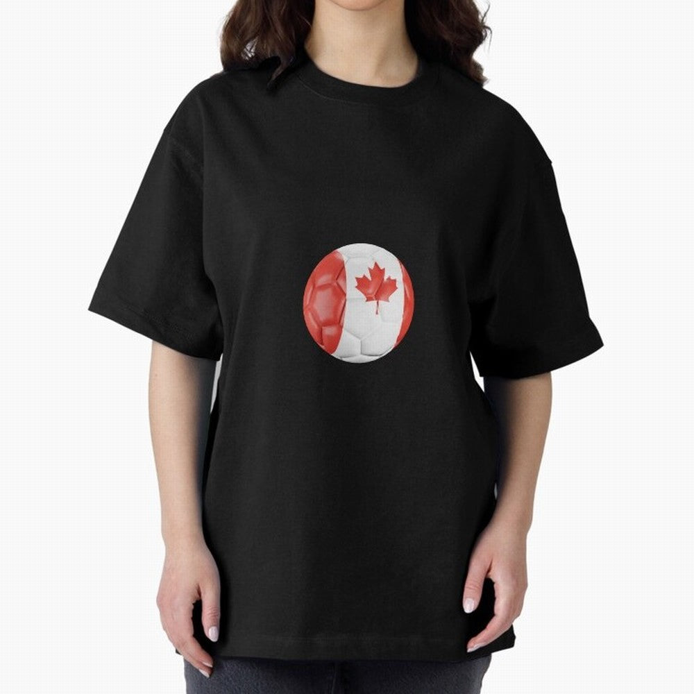 Canada Oversized T-Shirt Stand Out with Spirit from Global Football Passion for FIFA World Cup 2026 USA Canada Mexico, Capturing Messi and Cristiano Ronaldo, England, Vintage Soccer Flavor, Modern Football Stars, National Flags and Final Night