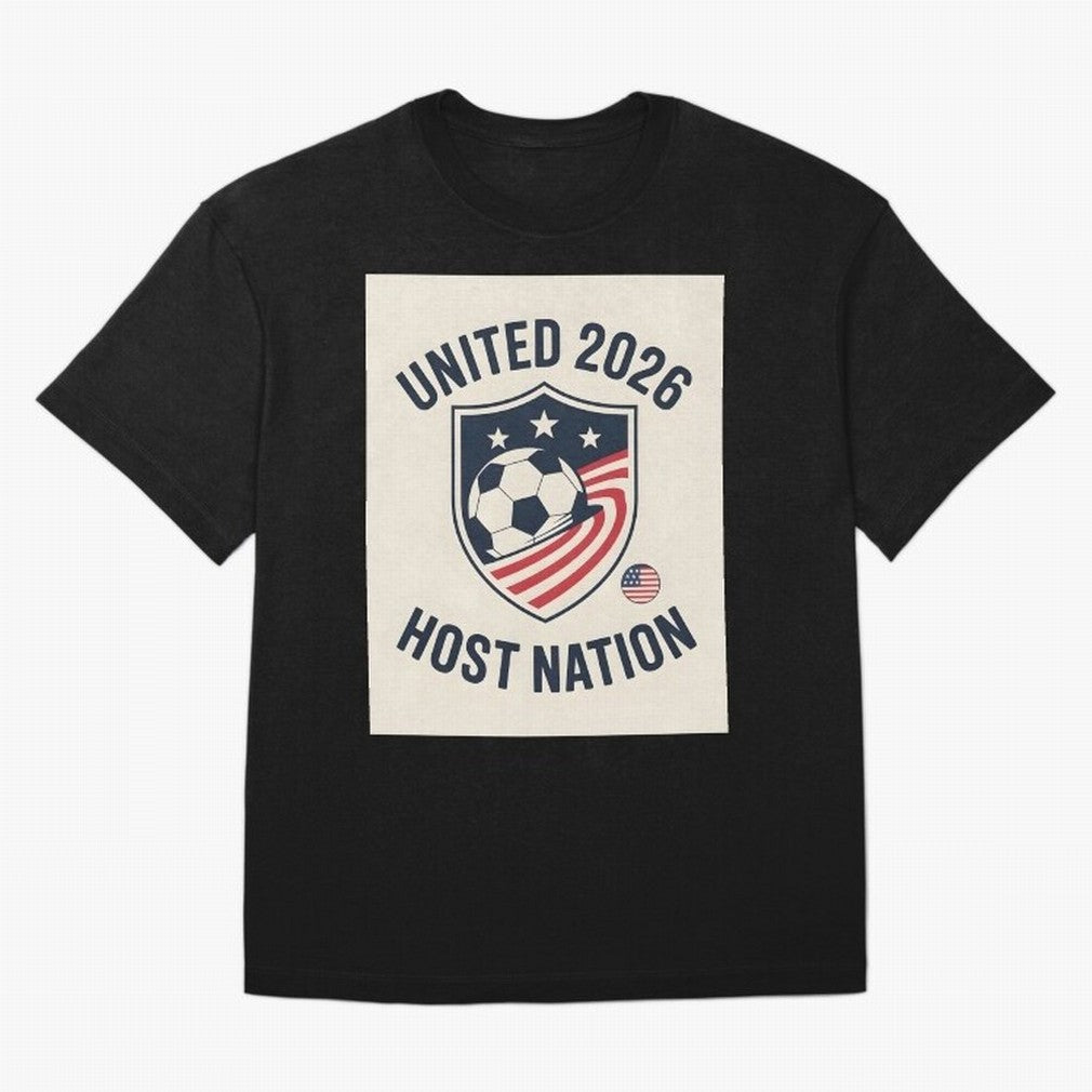 United 2026 USA World Cup Host Nation Soccer Crest T-Shirt Oversized T-Shirt Turn Up for Global Football Passion for FIFA World Cup 2026 USA Canada Mexico, Connected to Haaland and Mbappe, Spain and Netherlands, Football History, Final Match