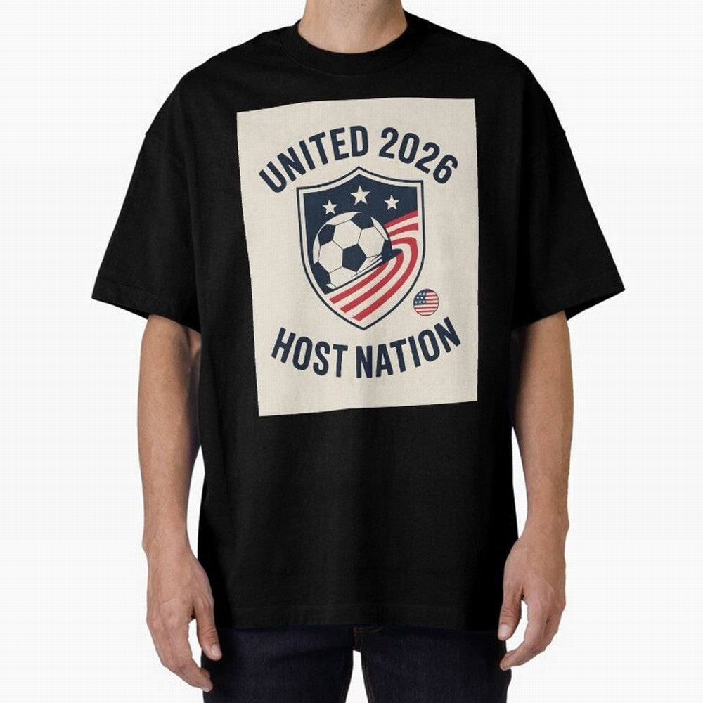 United 2026 USA World Cup Host Nation Soccer Crest T-Shirt Oversized T-Shirt Turn Up for Global Football Passion for FIFA World Cup 2026 USA Canada Mexico, Connected to Haaland and Mbappe, Spain and Netherlands, Football History, Final Match