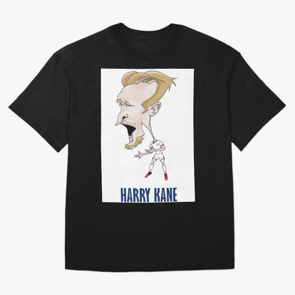 Harry Kane Caricature Print Oversized T-Shirt Represent FIFA World Cup 2026 USA Canada Mexico Spirit, with Portugal, Messi, Football Passion, Legendary Performances, Festival Vibes and Supporter Community; Perfect for Fans, Collectors, Family