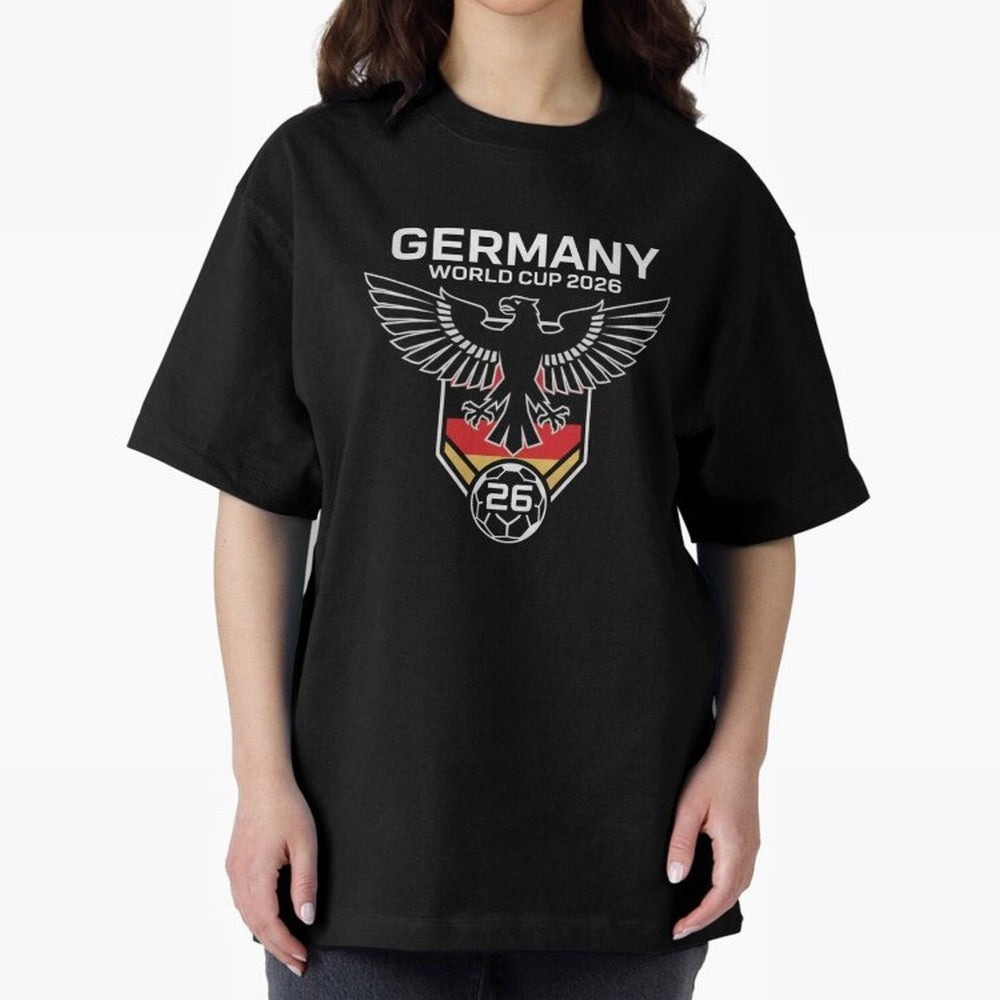 Germany National Football Team World Cup 2026 Eagle Logo Oversized T-Shirt Stand with Global Football Passion for FIFA World Cup 2026 USA Canada Mexico, Driven by Mbappe and Neymar, Argentina, Soccer Culture, Superstar Moments, National Team Dreams