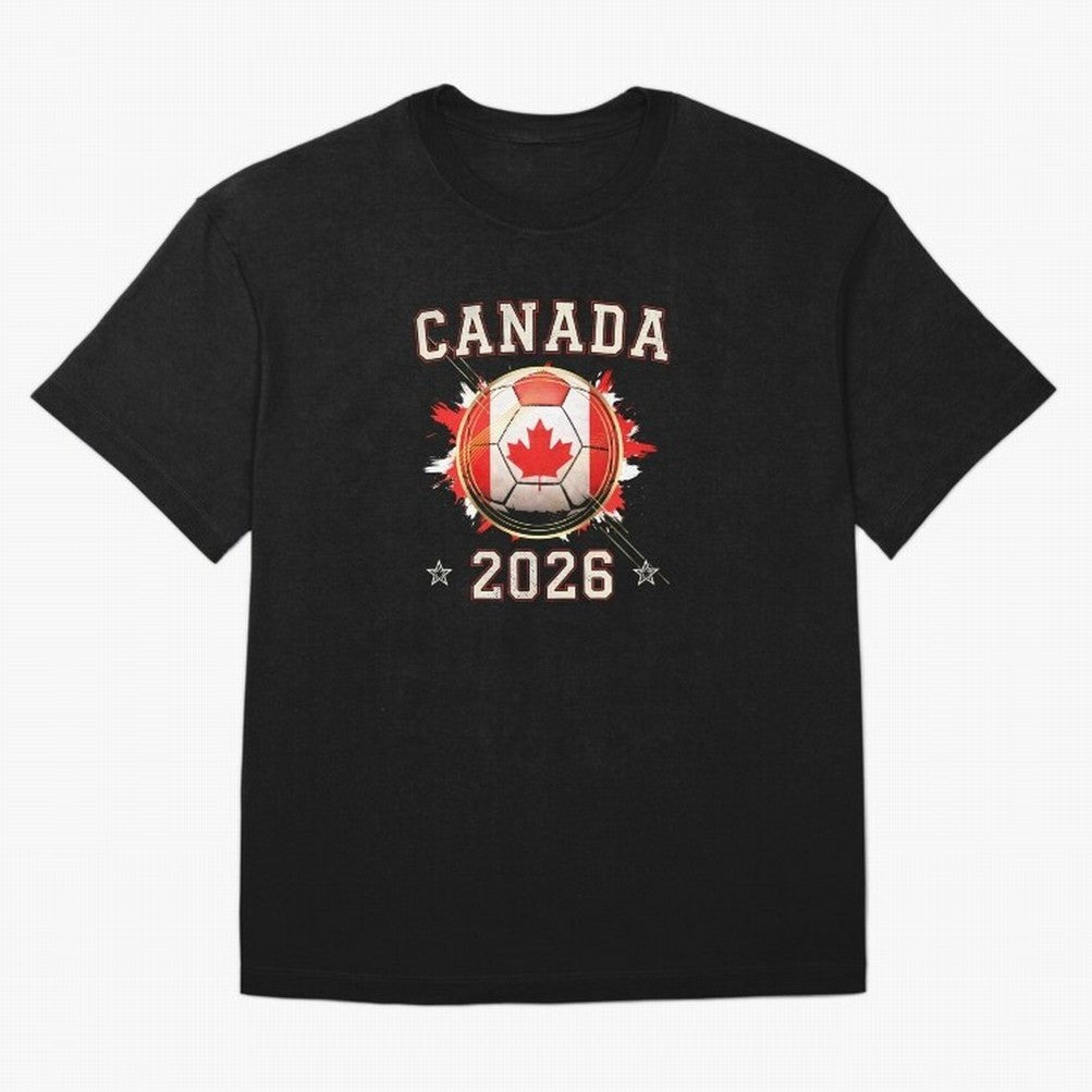 Front Print Canada Soccer World Cup 2026 - Canadian Fan Gift T-Shirt_84561562 Oversized T-Shirt Follow the FIFA World Cup 2026 Journey through Neymar, Haaland and Cristiano Ronaldo Highlights, England, France and Netherlands Pride, Stadium