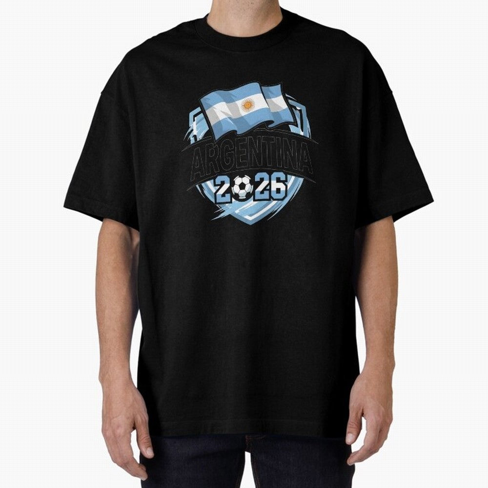 ARGENTINA World Cup 2026 Poster ¨C ARGENTINA Football Oversized T-Shirt Celebrate Fan Favorites in FIFA World Cup 2026 USA Canada Mexico Built around Cristiano Ronaldo, Argentina, France and Brazil Energy, Worldwide Fan Energy, Dramatic Goals,