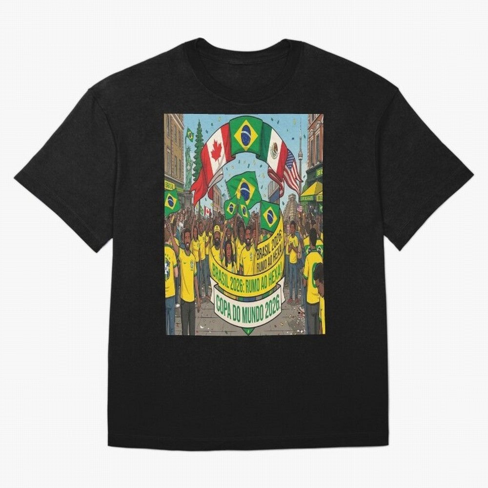 Brazil World Cup 2026 Oversized T-Shirt Join the Countdown to FIFA World Cup 2026 USA Canada Mexico with Neymar, Haaland and Cristiano Ronaldo, Brazil, Portugal and Argentina Energy, Classic Soccer Heritage, Championship Pressure, Fan Loyalty and