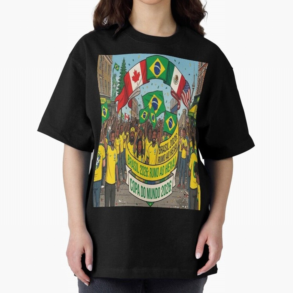 Brazil World Cup 2026 Oversized T-Shirt Join the Countdown to FIFA World Cup 2026 USA Canada Mexico with Neymar, Haaland and Cristiano Ronaldo, Brazil, Portugal and Argentina Energy, Classic Soccer Heritage, Championship Pressure, Fan Loyalty and