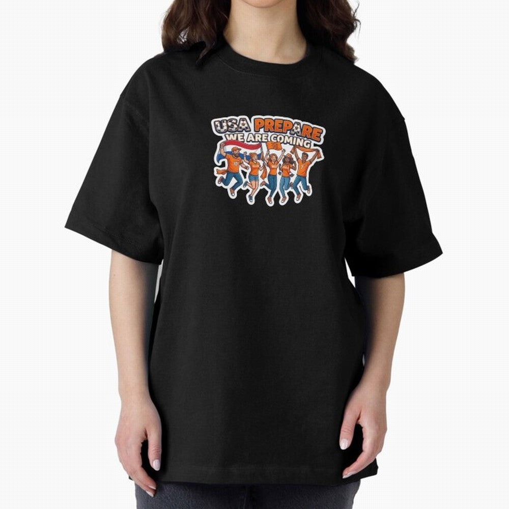 Netherlands Soccer Fans 2026 Sticker We Are Coming Oversized T-Shirt Relive Legendary Nights from FIFA World Cup 2026 USA Canada Mexico for Fans of Neymar and Argentina, France and Brazil, Bringing Sports Nostalgia, International Competition,