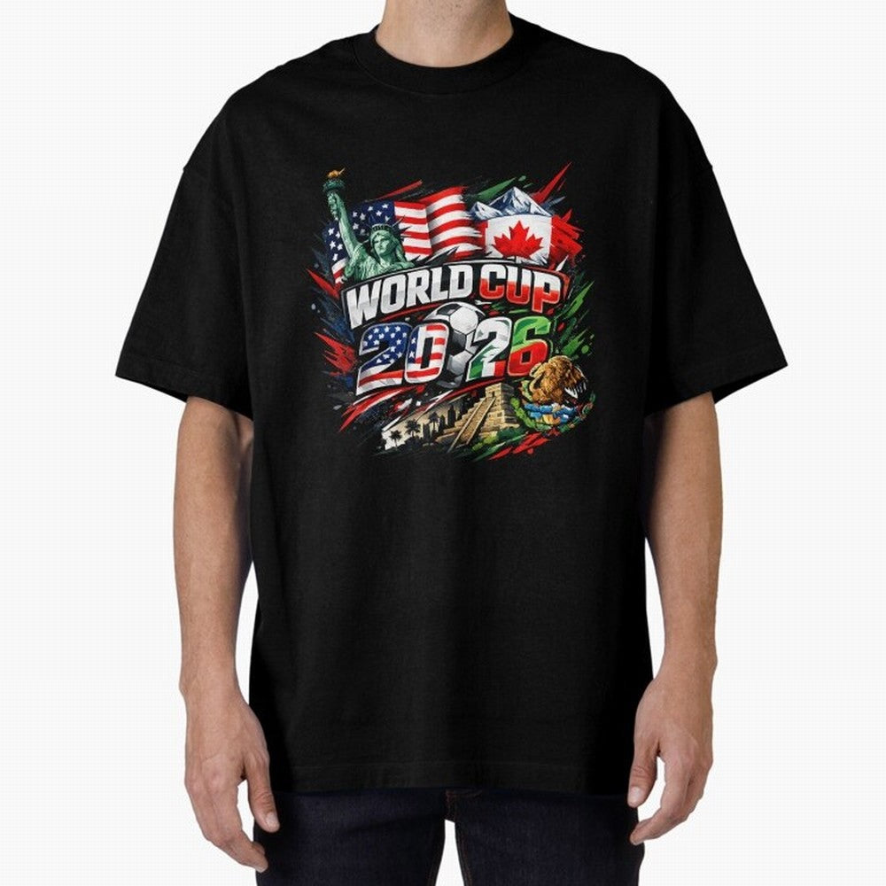 2026 North America Football Championship Oversized T-Shirt Feel International Energy from the FIFA World Cup 2026 USA Canada Mexico Journey through Cristiano Ronaldo Highlights, Portugal, Spain and Germany Pride, Match Day Excitement, Supporter